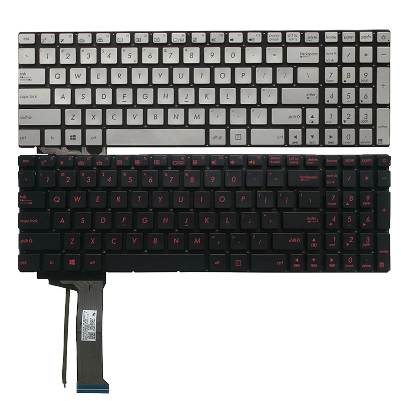 

New US laptop Keyboard for ASUS G552 G552V G552VW G552VX FZ50JX GL752VW GL742VW Silver/Red backlit English keyboard