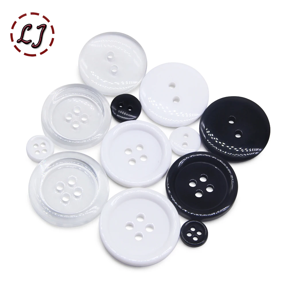 30pcs Sewing Buttons White Black Clear Shirt Decrative Button Crafts small big transparent button For Children Cloth Accessory