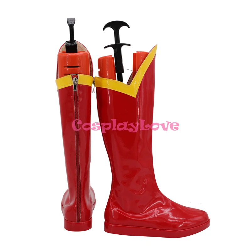 CosplayLove-Botas de couro PU para mulheres, Supergirl Red Cosplay Shoes, Botas longas para meninas, Custom Made