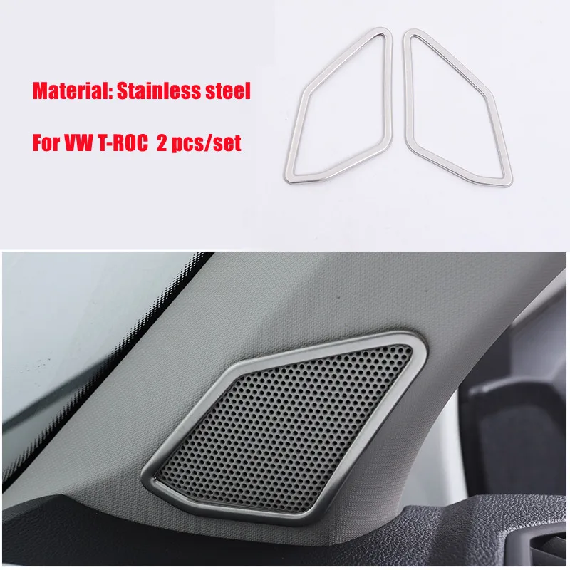 

For Volkswagen VW T-Roc T ROC 2017 2018 2019 Front A Column Speaker Sound Box Cover Panel Trim Stainless Steel Car Accessories