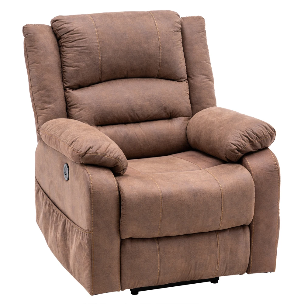 Electric Lift Function Recliner Massage Chair Light Brown Comfortable&Durable Fabric PU Easy Adjustment Ultimate Relaxation