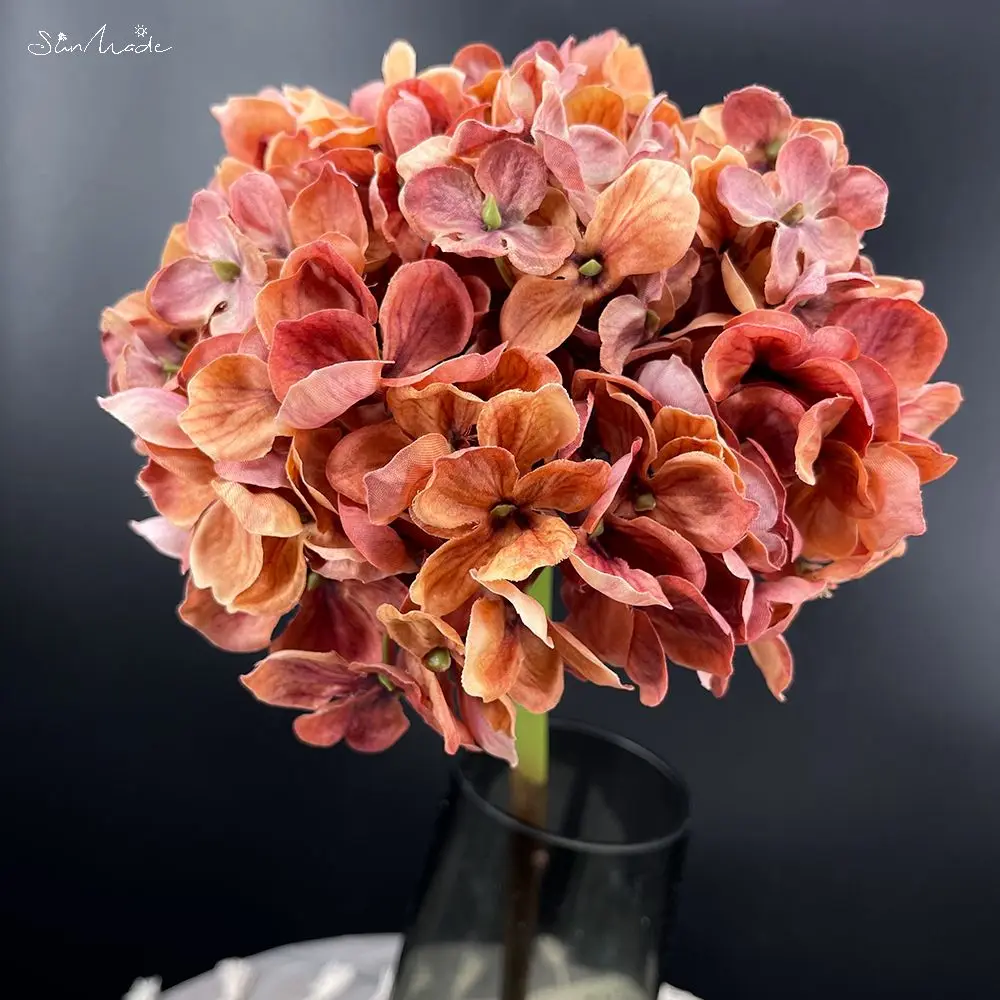 SunMade Luxury Vintage Large Hydrangea Silk Artificial Flowers Fall Decoration Flower Arrangement Supplies Home Wedding Decor