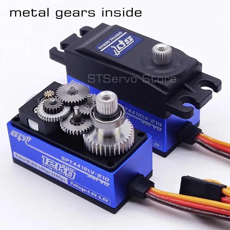 SPT 4412LV -210 12kg Big Control Angle 100-200 Metal Gear Standard Short Body Low Profile Digital Servo RC Model Robot Arduino