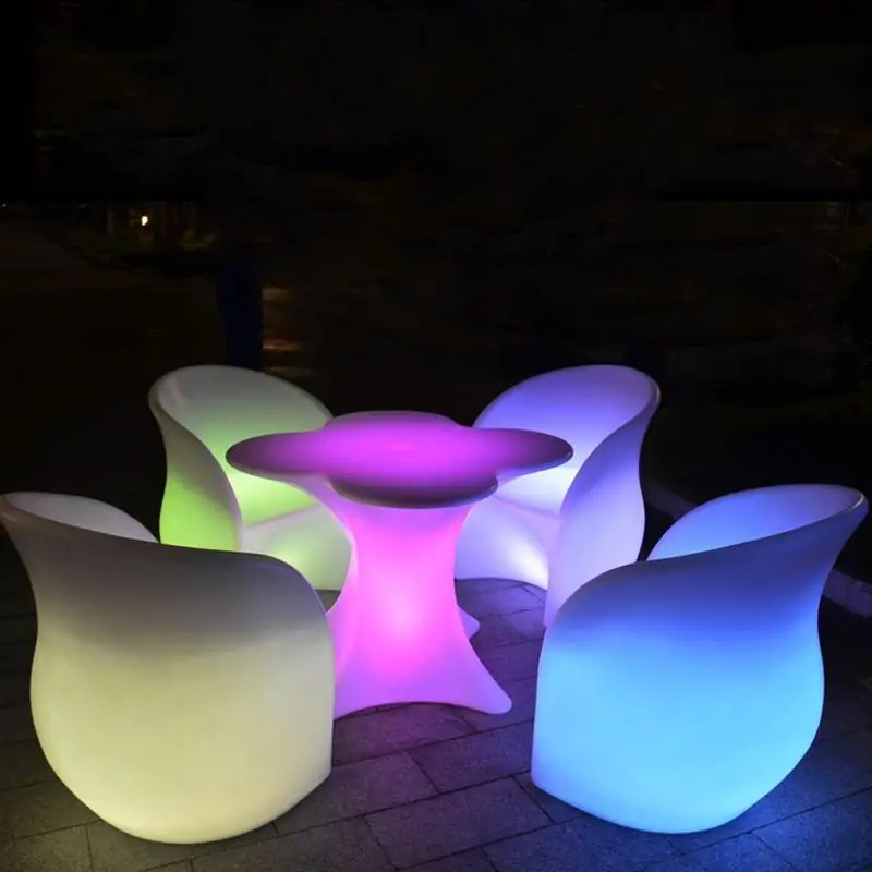 LED rechargeable colorful luminous lighting lounge chair armchair luminous led bar chair living room bar furniture barstool