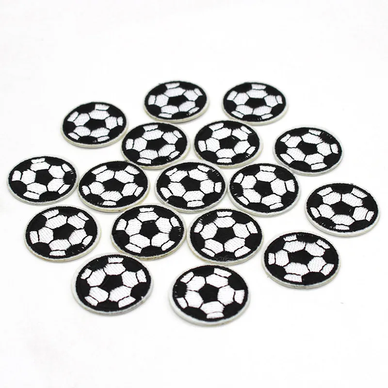 5pc S/M/L/XL Runde Stickerei Fußball Patches für Kleidung Eisen auf Jungen Kleidung T-shirt Jeans Aufkleber schwarz Applikationen Streifen – Detail 4