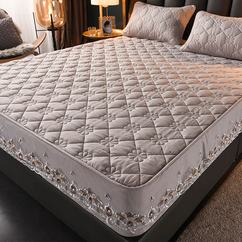 Pure Cotton Quilted Emboss Mattresses Cover Washable Bed Cover Multicolor Thickened Soft Mattress Protector Flat Mattress Cover