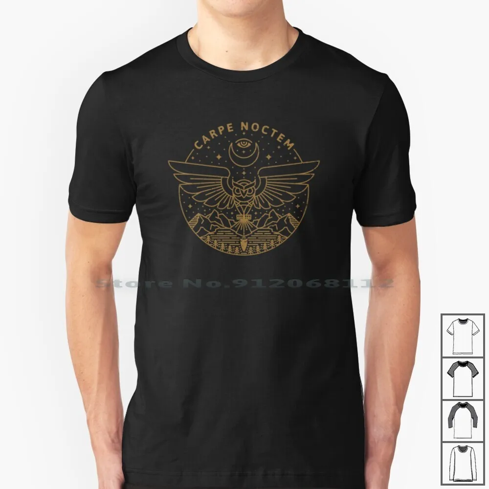 Carpe Noctem T Shirt 100% Cotton Carpe Noctem Carpe Diem Nocturnal Owl Night Night Owl Creative Monoline Midnight Midnighter