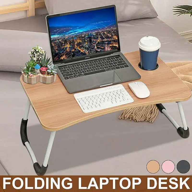 

Adjustable Folding Laptop Stand Holder Study Table Desk Wooden Foldable Computer Desk for Bed Sofa Tea Serving Table Stand