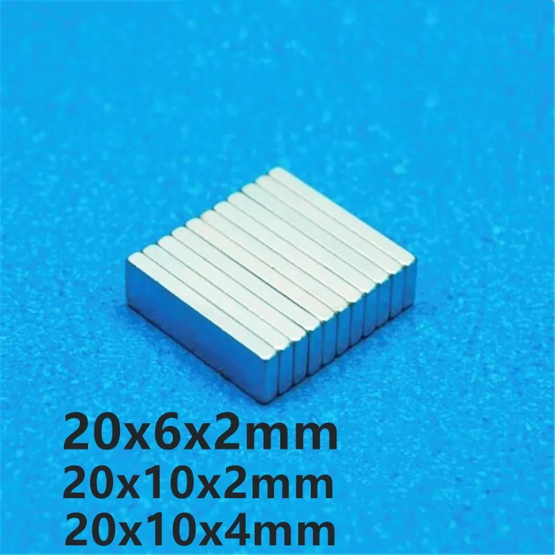 

100PCS/lot F 20x6x2 20x10x2 20x10x4 mm N35 Strong Square NdFeB Rare Earth Magnet 20*6*2 mm Neodymium Magnets 20mm x 6mm x 2mm