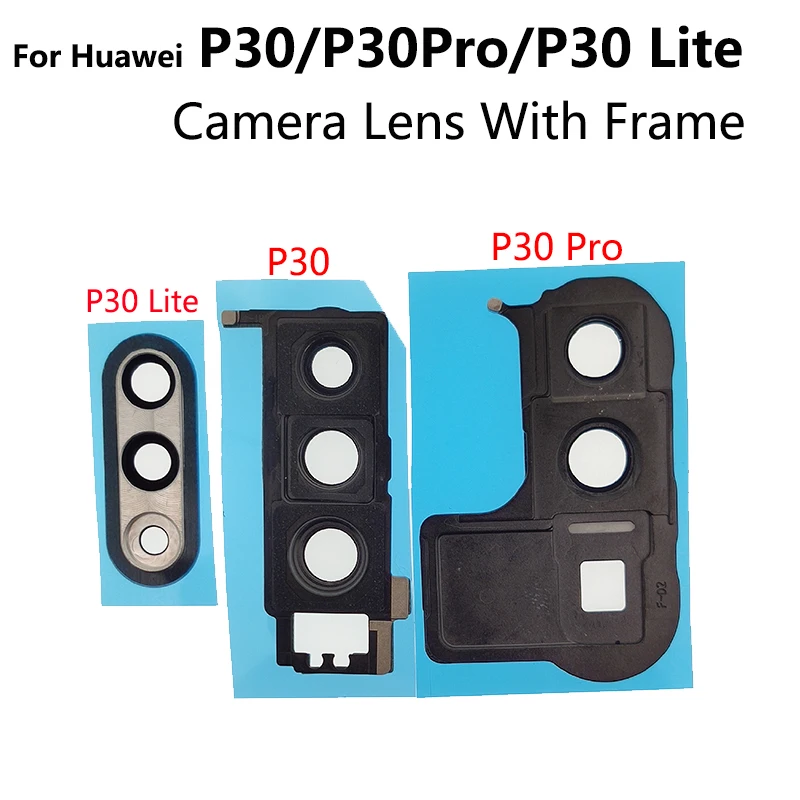 Aocarmo For Huawei P30 Pro Rear Back Camera Lens Glass With Frame Cover + Sticker Replacement Part For Huawei P30 Lite Repair