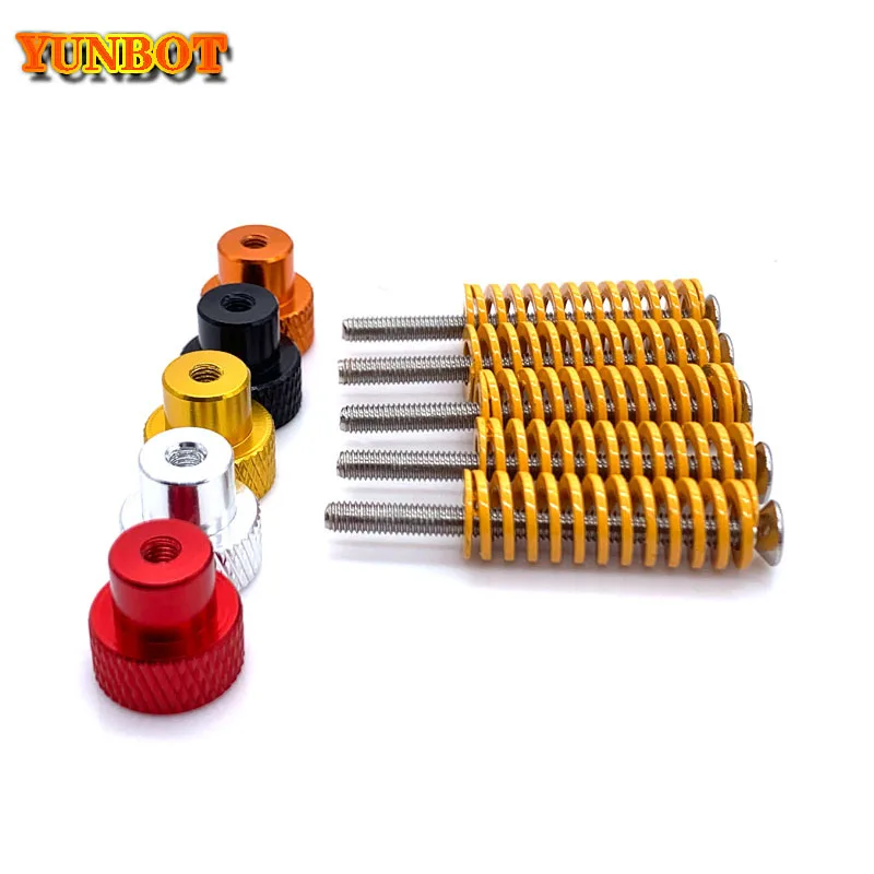 4pcs 3D printer Leveling components M3 screw Leveling spring Leveling knob suite for 3D printer Heating Bed parts