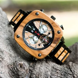 Dropshipping BOBO BIRD Automatic Watch Men Wooden Stainless Steel Business Sport Mechanical Watches for Man Personal Customized