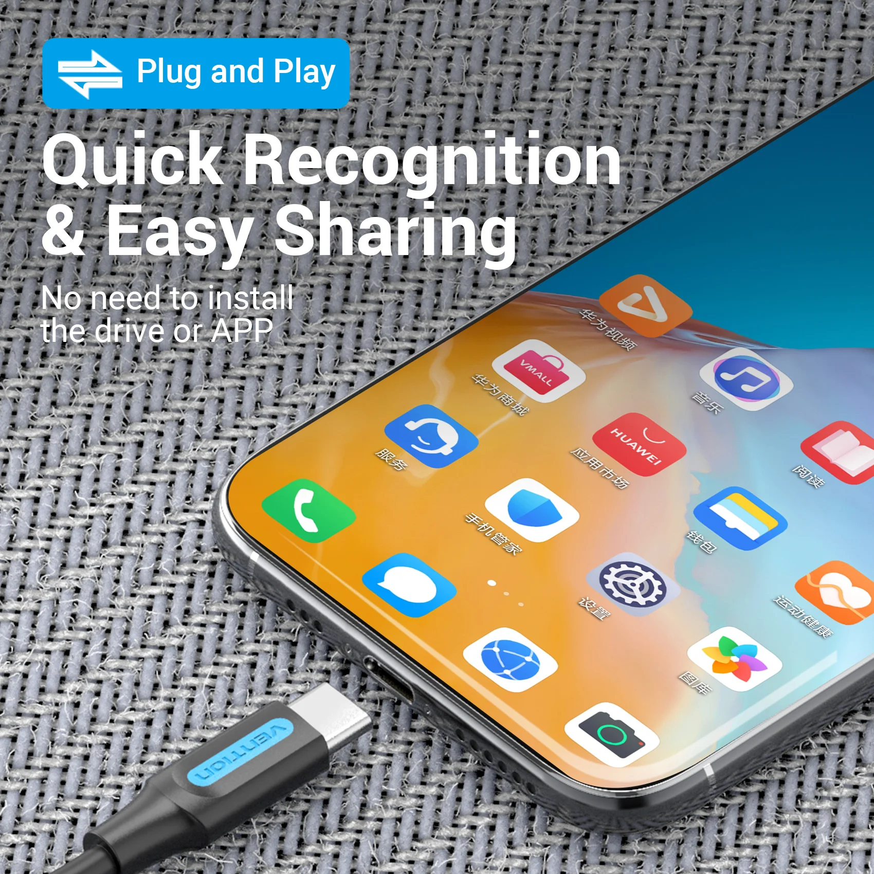 Кабель Vention USB C — USB OTG Адаптер USB типа C «папа» — USB 3.0 2.0 «мама» для Macbook Pro Samsung S20 Адаптер USB C OTG