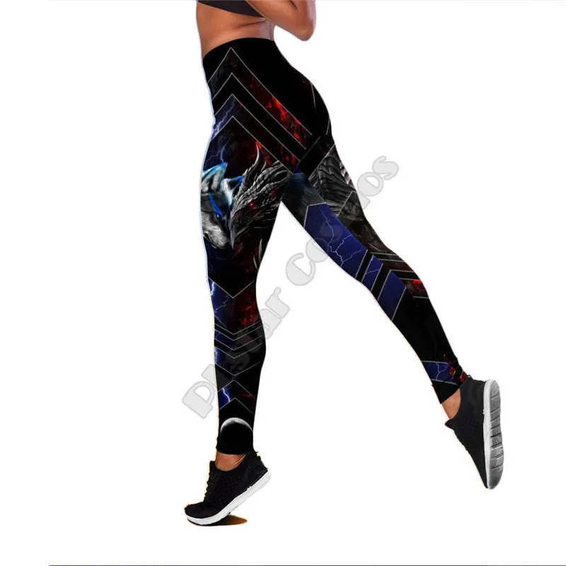 Dragon and wolf legging hollow tank combo Suit sexy Yoga Fitness Soft Legging Summer Women For Girl 02