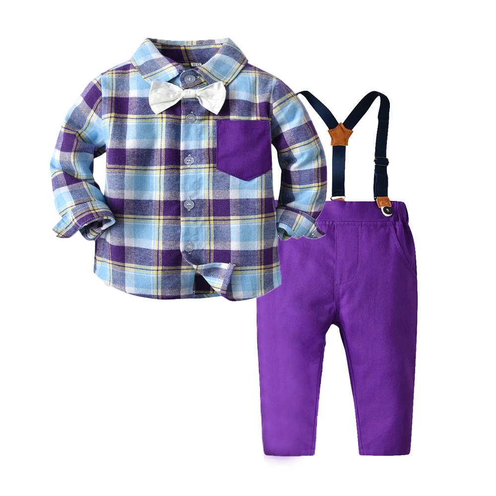 

top and top 2021 Autumn Winter Baby Boy Clothing Sets Toddler Formal Outfits Long Sleeve Shirt+Suspender Pants Infant Clothes