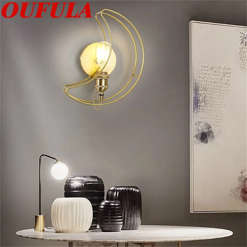 

BRIGHT Indoor Wall Lamps LED Fixture Brass Moon shape Decorative For Living Room Corridor Bedroom Office