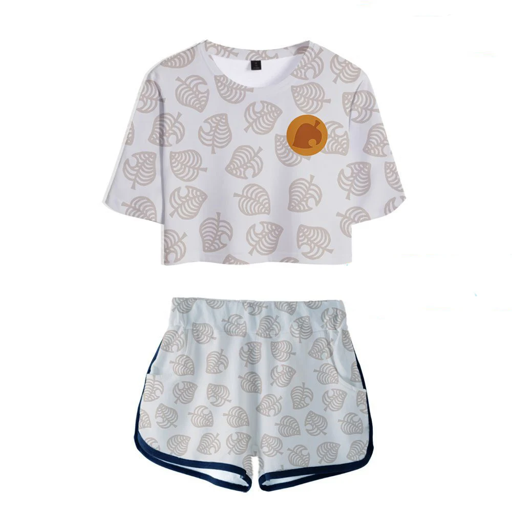 Camiseta de manga corta con estampado de Animal Crossing para mujer, traje de Cosplay, conjuntos deportivos de New Horizons