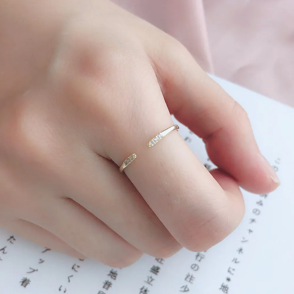 ZHOUYANG Opening Dainty Ring For Women New Simple Mini CZ Light Gold Color Finger Ring Party Birthday Gift Fashion Jewelry R142