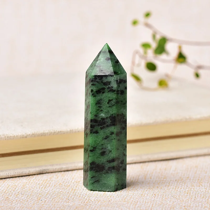 1PC Natural Crystal Point Epidote Healing Obelisk Green Quartz Tower Ornament for Home Decor Reiki Energy Stone Pyramid gift