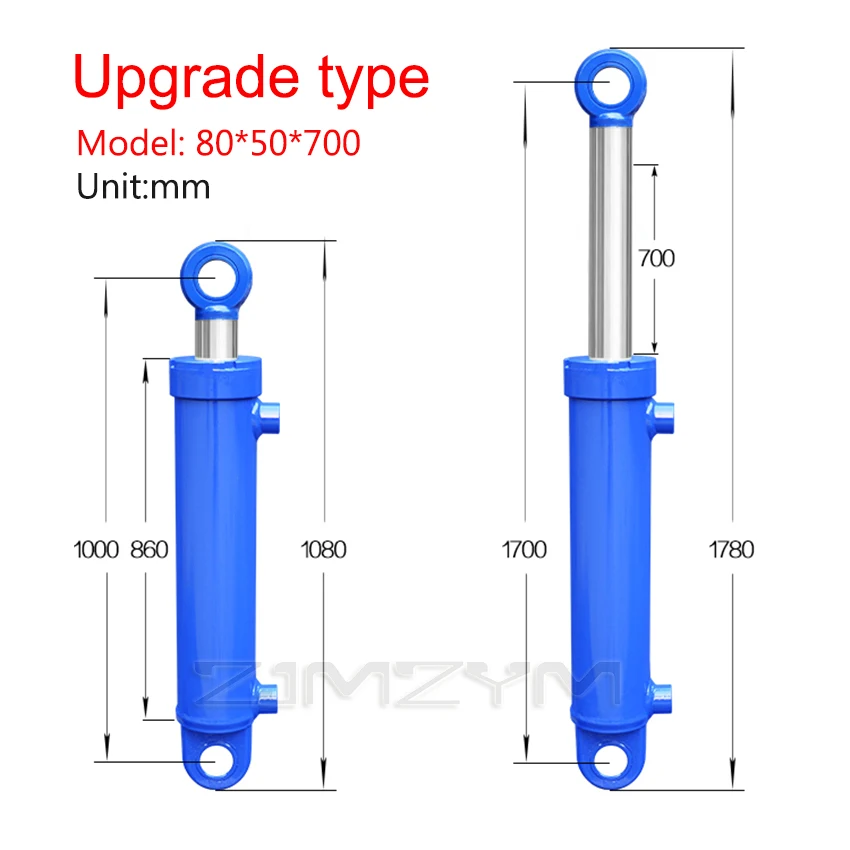 600-700mm Travels Upgraded Hydraulic Oil Cylinder Small Two-way Lifting Hydraulic Oil Top Accessories 8 Tons Hydraulic Cylinder