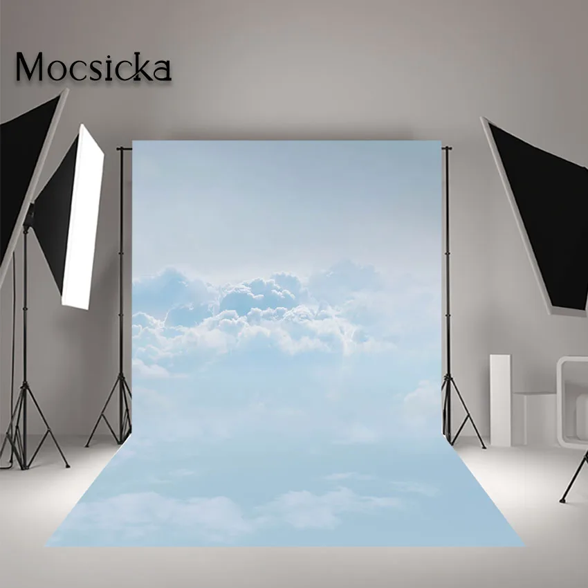 Mocsicka Clouds Sky Photography Backdrop Abstract Texture Pastel Blue Sky Sunset Portrait Photographic Background Photo Studio