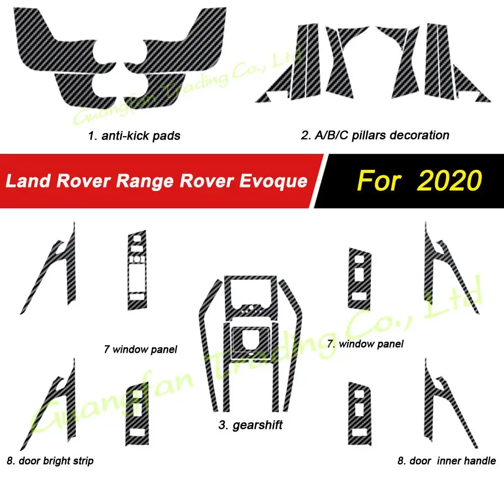 Dla Range Rover Evoque rok 2020 3D/5D Carbon Fiber Car wewnętrzna pokrywa osłonowa naklejka wewnętrzna dekoracyjna zmiana koloru akcesoria