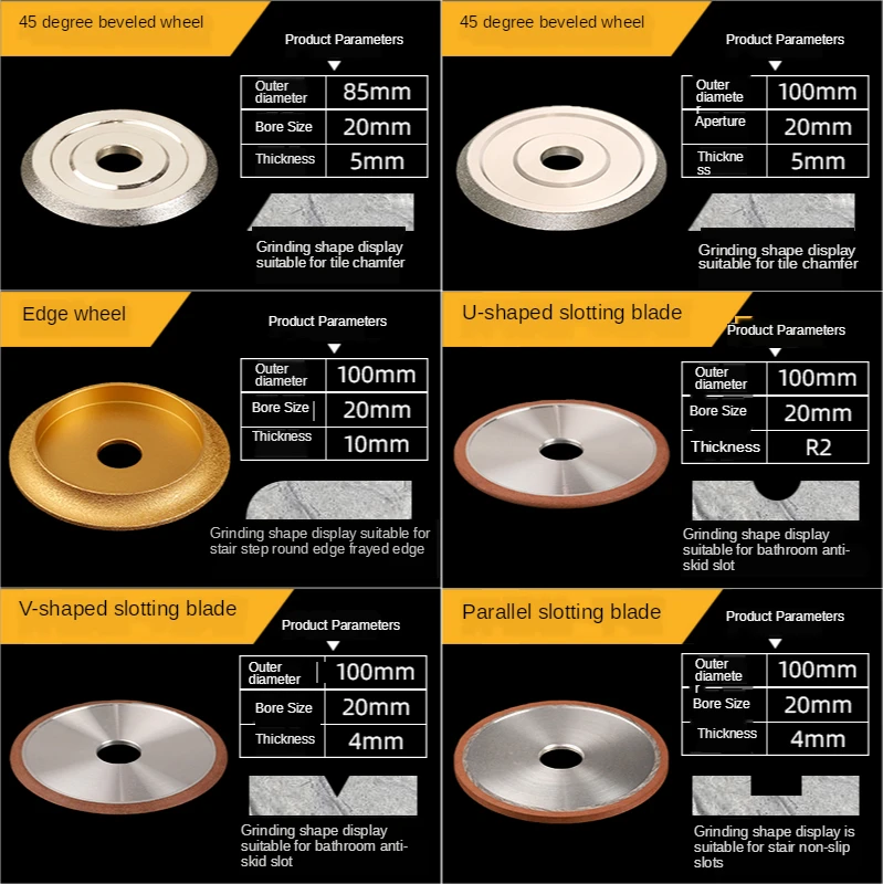 Untuk Wandeli Qx-zd-1200 Mesin Pemotong Ubin Keramik Ubin Bevel Bulat Tepi Grinding Wheel Slotting Pisau