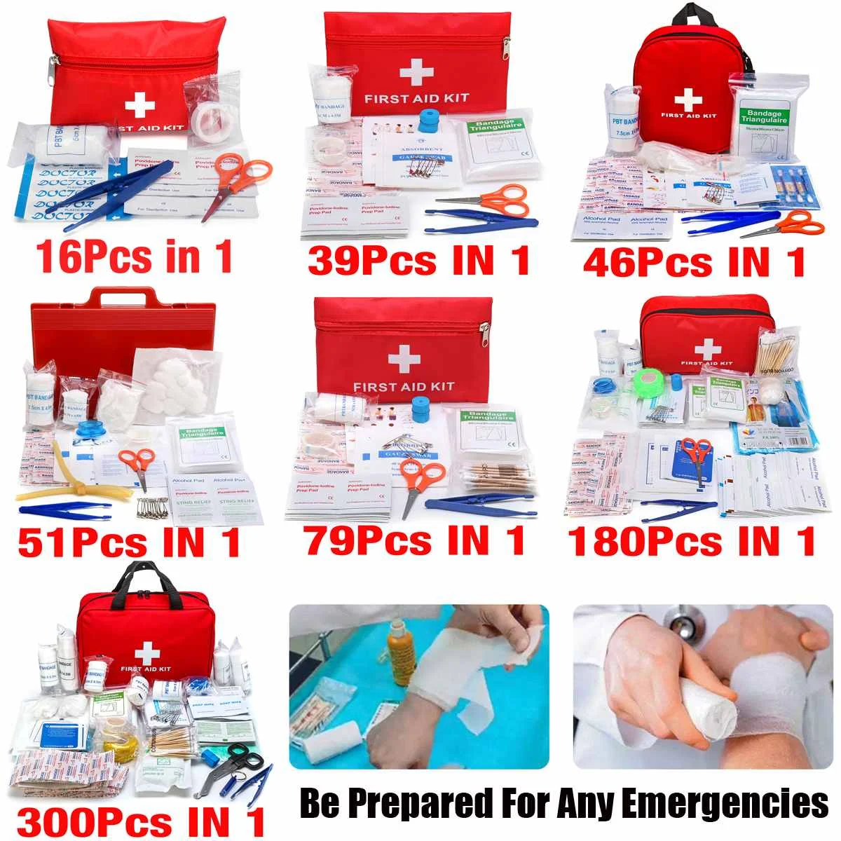 Portable Household Multi-Layer First Aid Kit Pouch Emergency Bag Travel Camping Survival Medical Box Red/Green Medium Empty