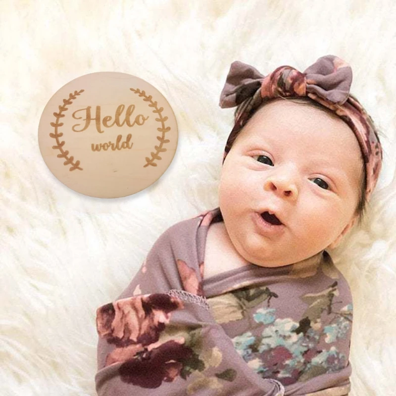 Wooden Baby Month Milestone Card Newborn Birth Month Birthday Milestone Wooden Teether Baby Kids Photography Props Toy