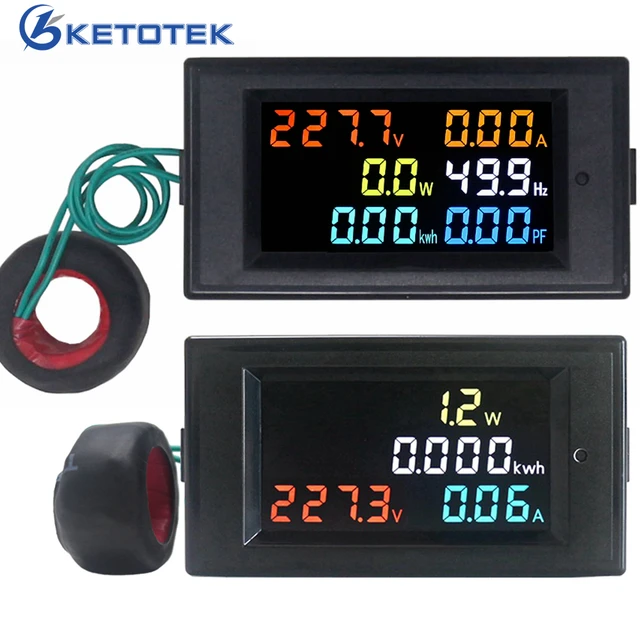AC woltomierz amperomierz moc licznik energii AC 80.0-300.0V/AC 200.0-450.0 V 0.01-100A kolor HD ekran 180 stopni bez skazy LED