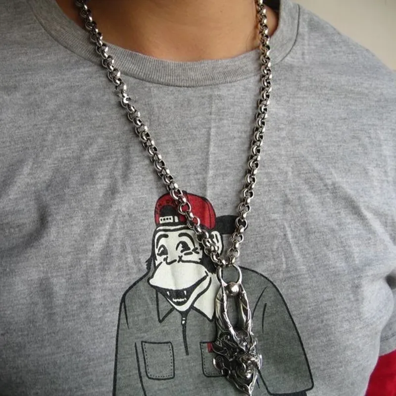 BOCAI Trendy S925 Pure Silver Gothpunk Style Rock and Hip Hop Personality Syncronisation Werewolf Pendant Fashiom Man Necklace