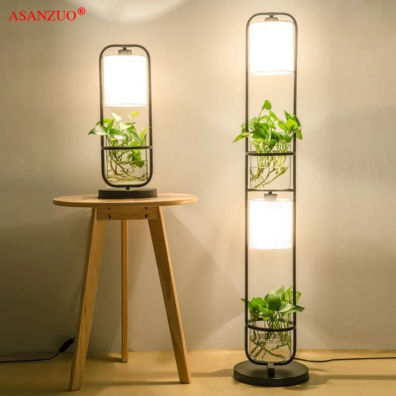 

American creative wrought iron floor lamp simple modern living room study bedroom plant hydroponic decoration table lamp