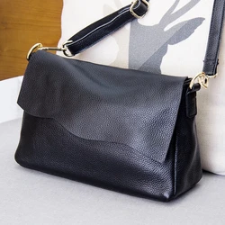 Genuine Leather Women's Shoulder Bags for Women Fashion Ladies CrossBody Bag Female Cow Leather Flap Handbags