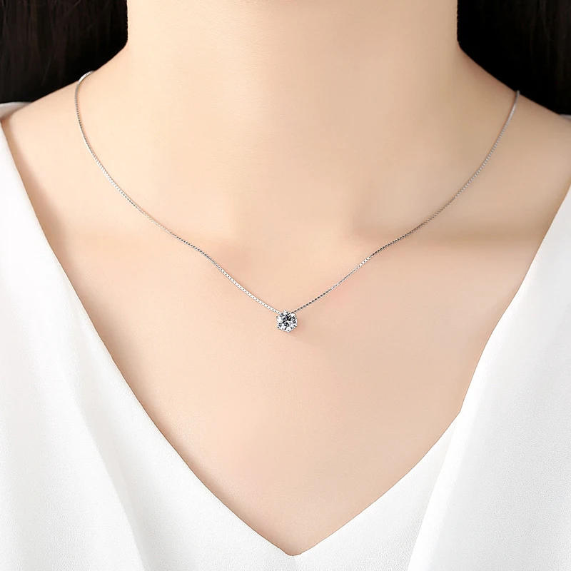Hot moda wykwintne okrągły Rhinestone wisiorki naszyjniki 925 srebro półokrągła CZ Choker naszyjnik damska biżuteria na prezent — zdjęcie 7