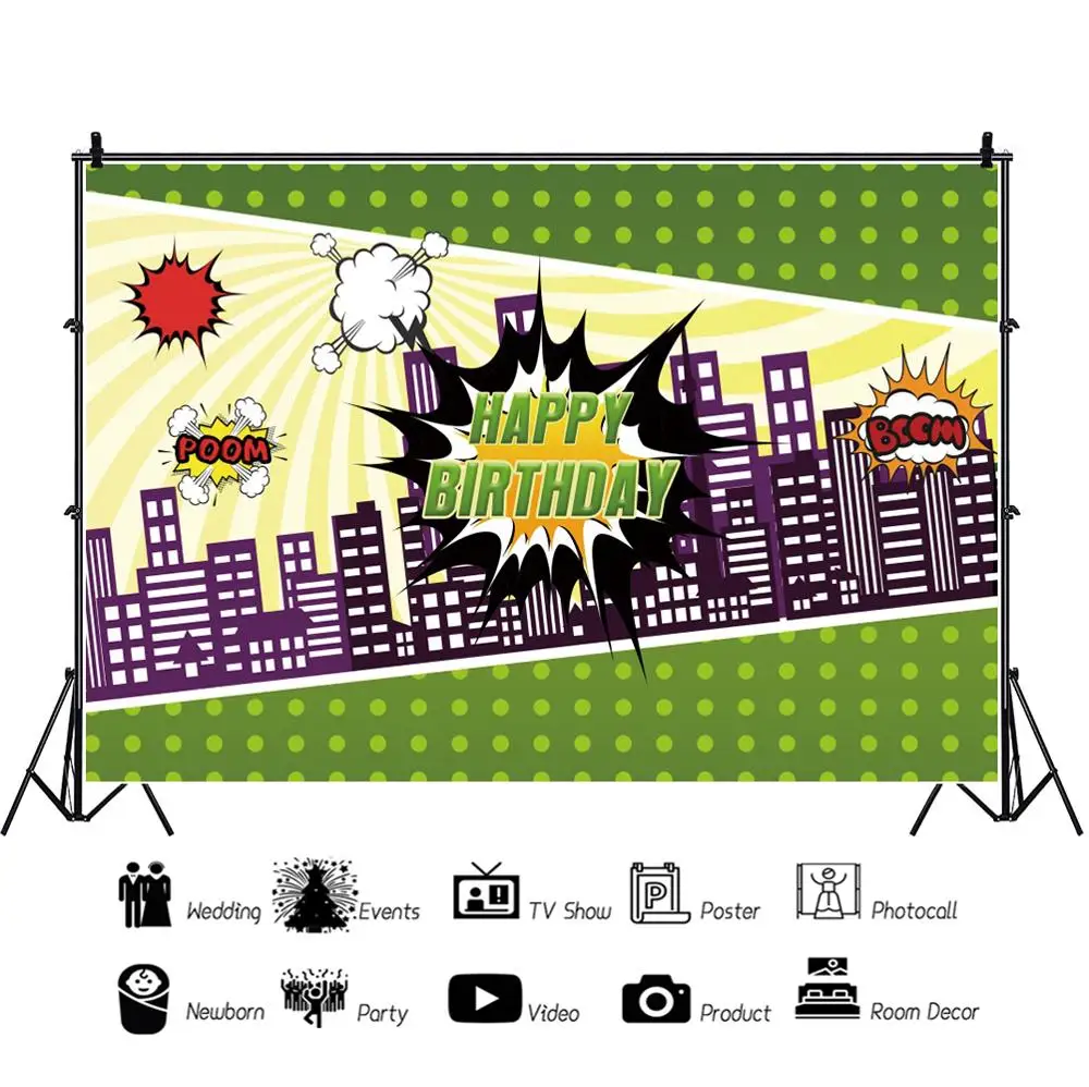 Fondo fotográfico de vinilo con dibujos animados para recién nacido, telón de fondo con diseño de superhéroes, ideal para Baby Shower, cumpleaños y sesión de fotos