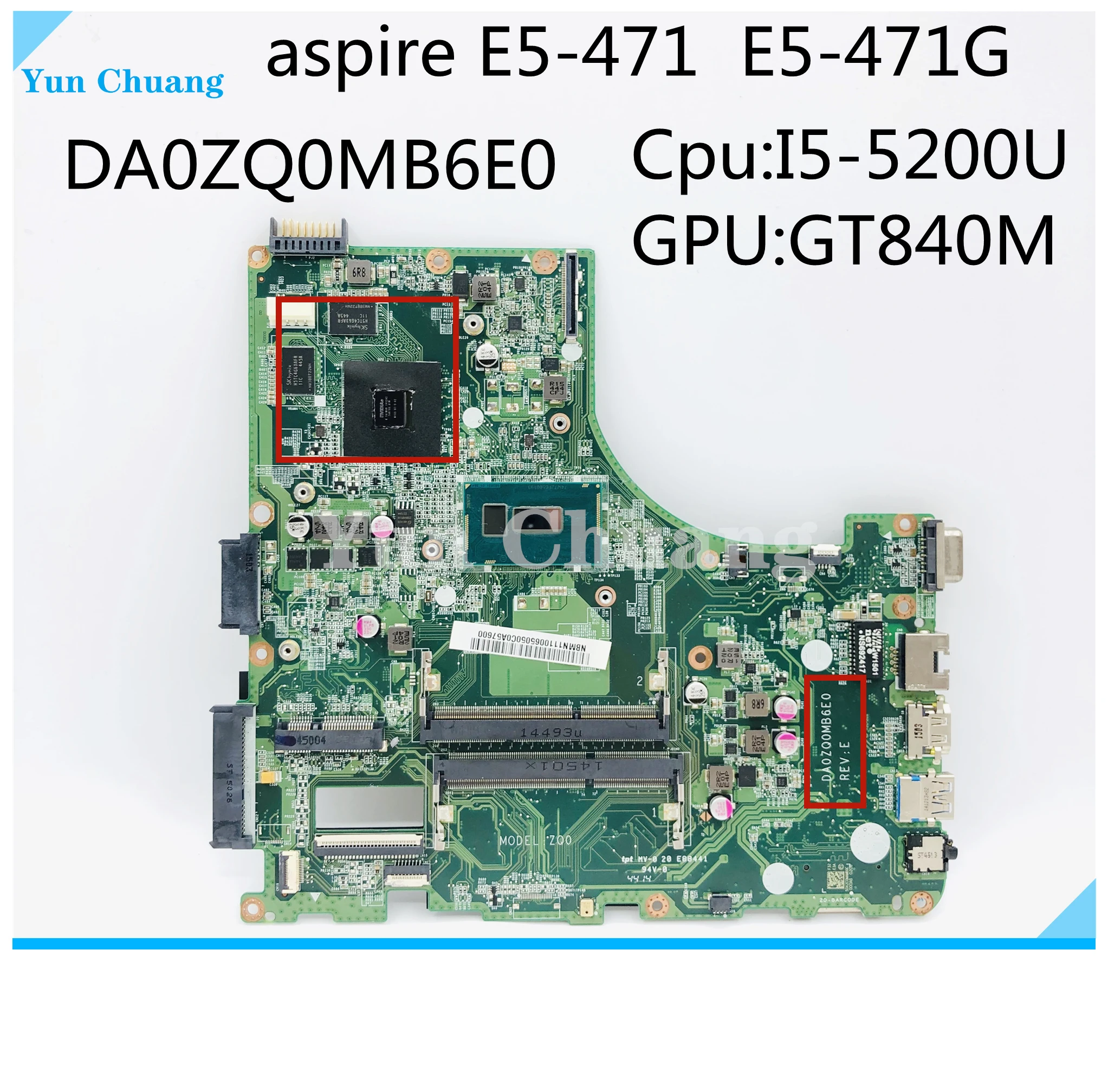 DA0ZQ0MB6E0 NBMN111006 dla Acer aspire E5-471G P246 E5-471 V3-472P Laptop płyta główna z i5-5200U CPU GT840M/820M karta graficzna