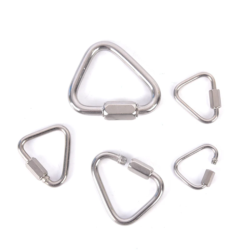 New Arrival 1Pcs Triangle Carabiner Stainless Steel Keychain Snap Clip Hook Buckle Screw Lock Triangle Carabiner