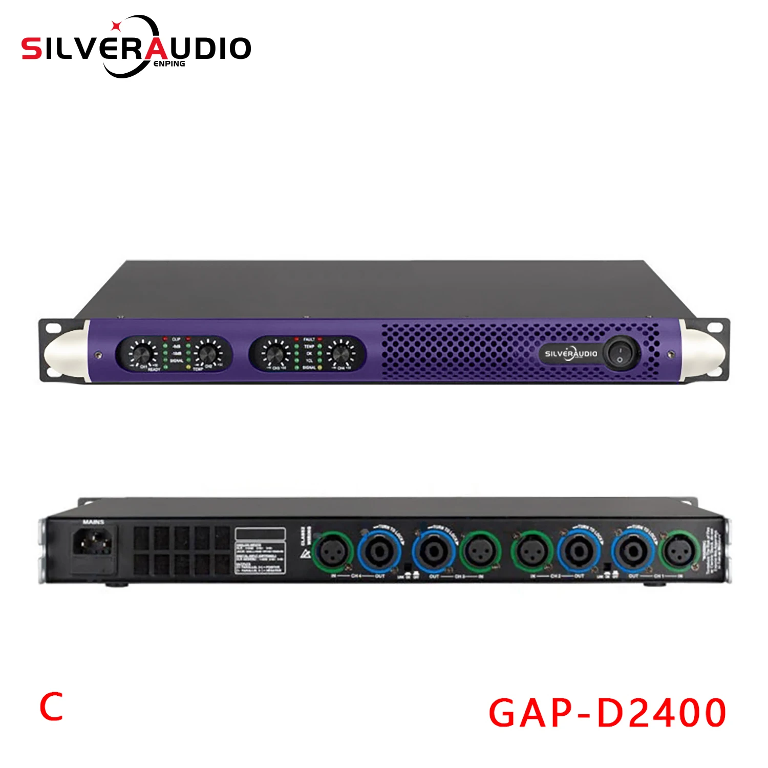 GAP-D2400 amplifier digital, pengeras suara KTV profesional 4 saluran 600W * 4 panggung kinerja tinggi
