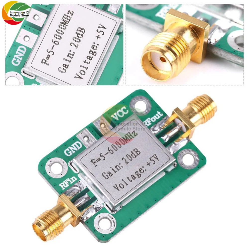 5M-6GHz RF Low Noise Broadband Signal Amplifier Power Amplifier Gain 20dB VFH UHF SHF 5-6000mhz LNA With Shielded Enclosure