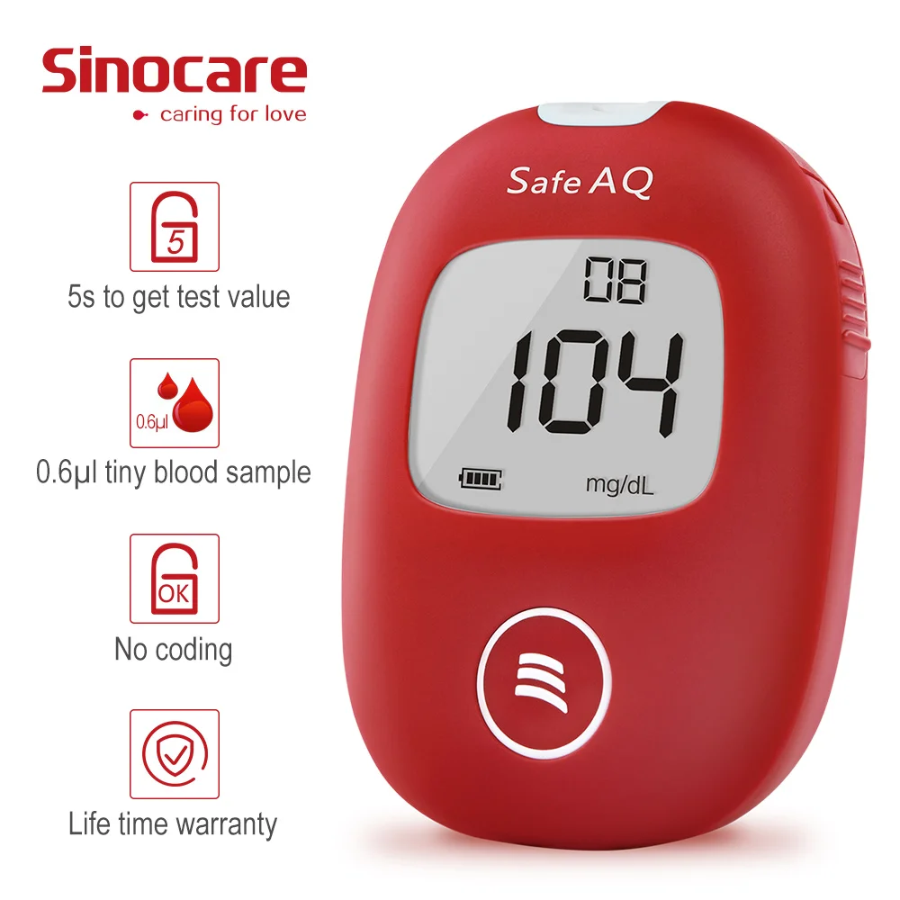 Medical Diabetes Glucometer Microtech  Blood Glucose fast test Sinocare Safe  AQ Smart Blood Glucose Kit &Test Strips