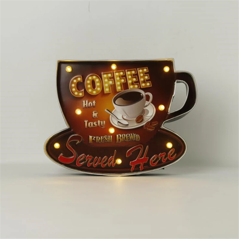 Coffee Neon Sign Decorative Painting Metal Plaque Bar decor Wall lamp Decor Illuminated Plate Welcome Arcade Neon adversting