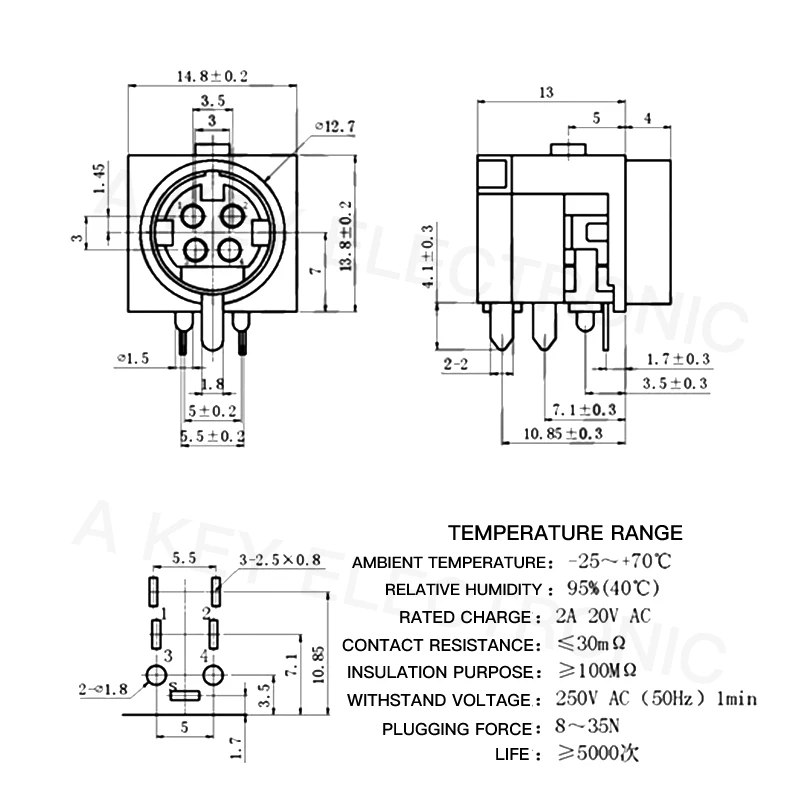 5PCS MPC-4-01 DC Weibliche 4 Pin Mini DIN Power Jacks Steckdosen S Terminal