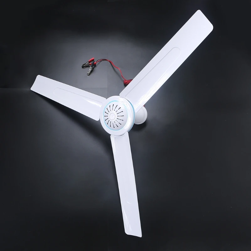 Ventilador de techo silencioso, 12V, 27,5 ", 35,4", 41,3 ", 47,2", con Cable de 2,35 m, para tienda de campaña, casa al aire libre, sin interruptor