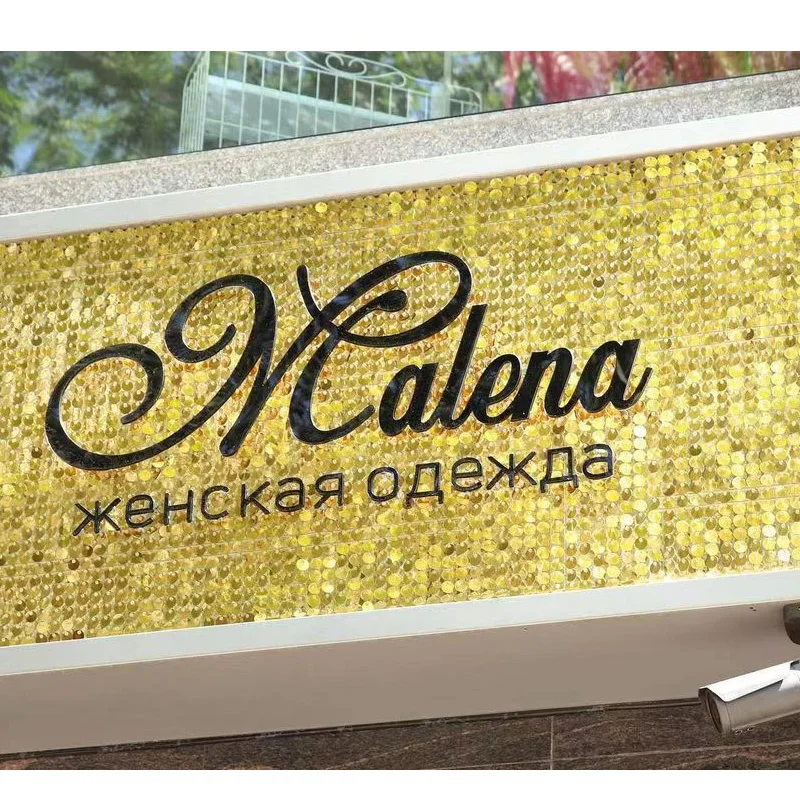 Backdrop Custom Adverting Sign Shop Window Background Glam Shimmer Wall Wind Activity Board Promotion Brand Logo Sequin Panel