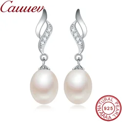 AAAA High quality Natural pearl long drop earrings 2023 Hot selling 925 sterling silver jewelry for women 5 colors Sale Price