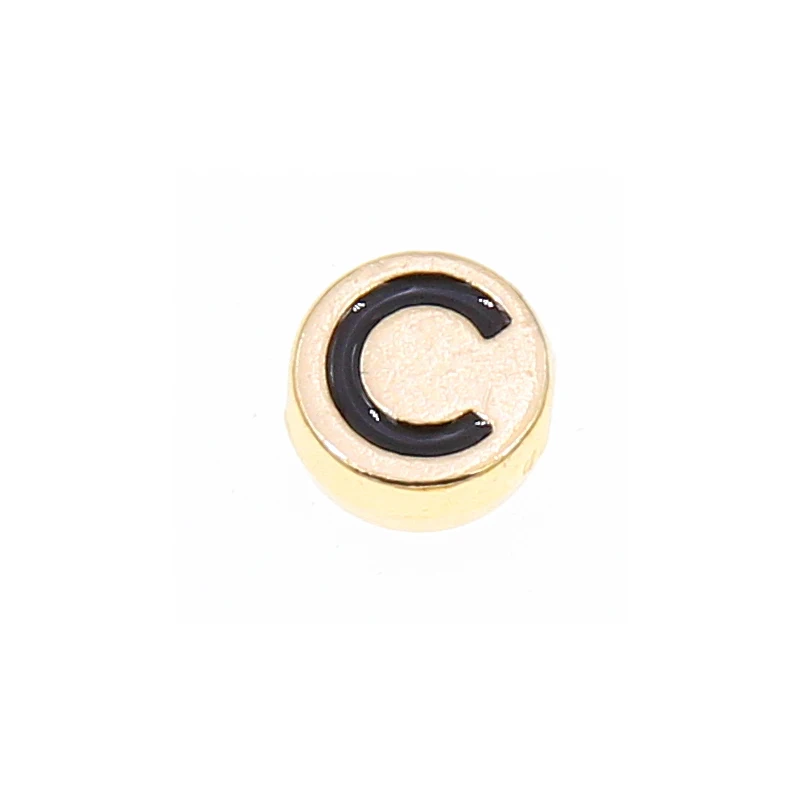 10/26PCS Flat Round 4X8MM Gold Color Letter Beads Metal Alloy Enamel Alphabet Spacer Beads For Necklace Bracelet DIY Jewelry Mak image 6