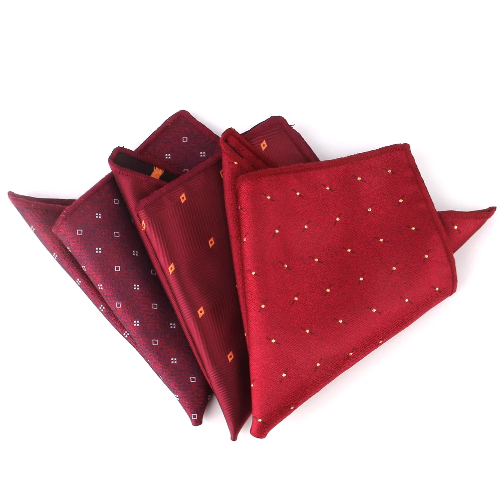 New Red Pocket Square For Men Jacquard Chest Towel Wedding Hanky Gentlemen Hankies Men\'s Suits Handkerchief Groom Pocket Towel