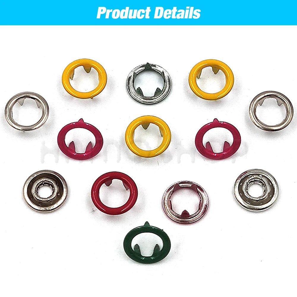 10-100 set 9.5mm bottone a pressione con bottone a pressione in metallo anello a polo cavo di fissaggio per vestiti borse da cucito per indumenti