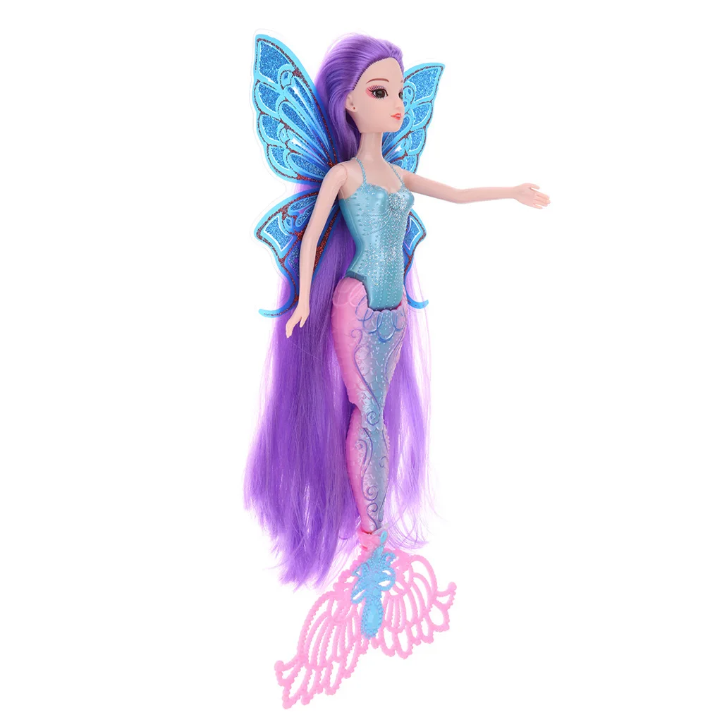 30cm Blue Modern Girl Magical Mermaid Doll Toy With Wing Kids Birthday Gift