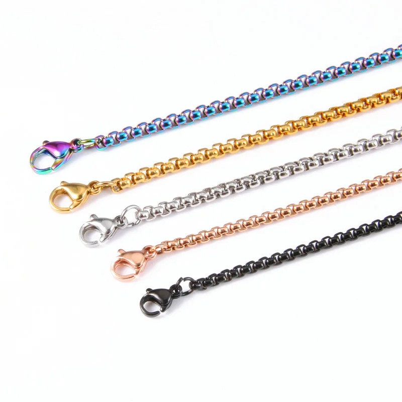 Rope Chain Box Necklace Stainless Steel Chains Link Necklaces Pendant DIY Jewelry Never Rub Off 2MM 2.5MM 3MM 4MM USENSET